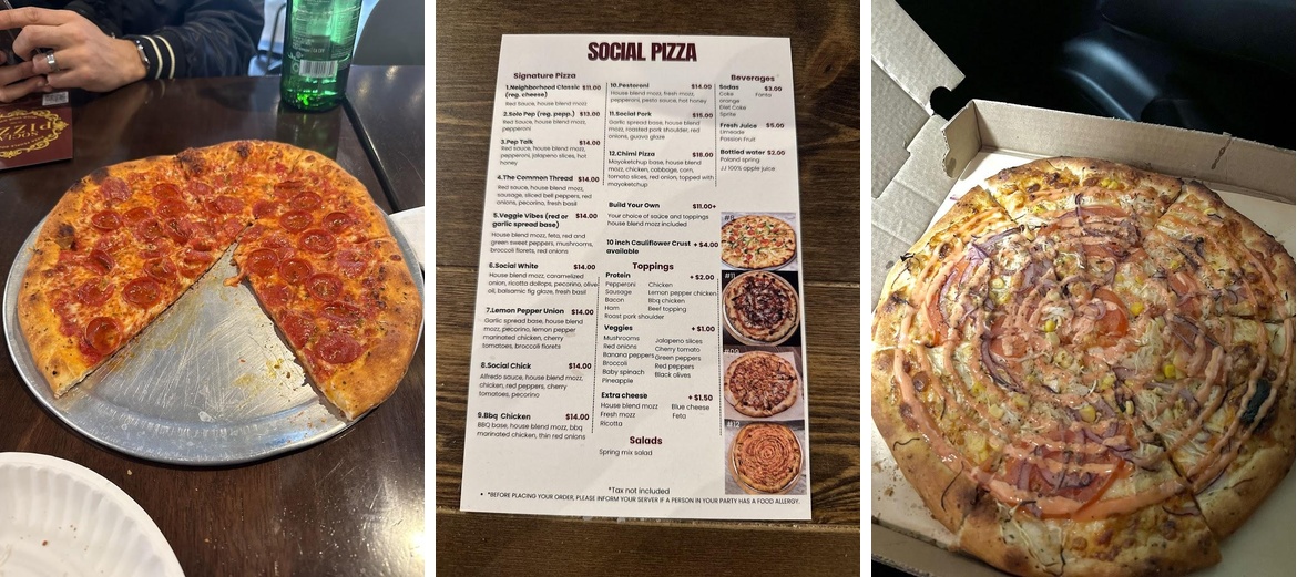 Social Pizza Menu