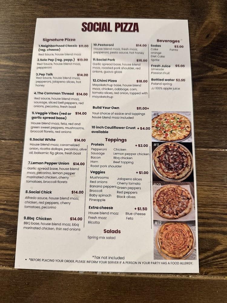 Social Pizza Menu image 1
